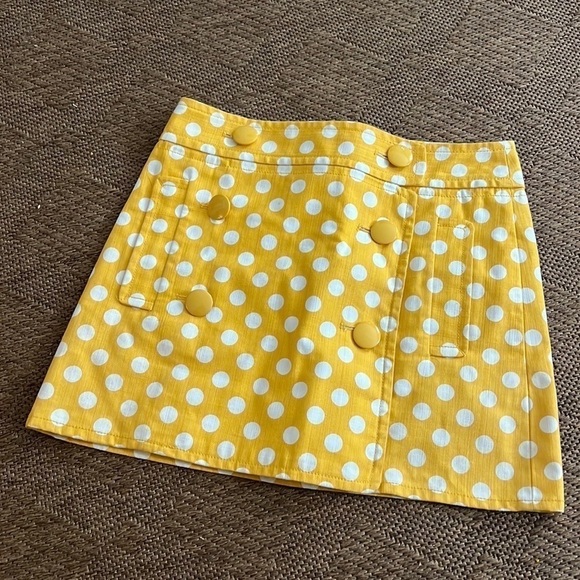 J. Crew Yellow and White Double Button Front Skirt Size 2 - Picture 6 of 6